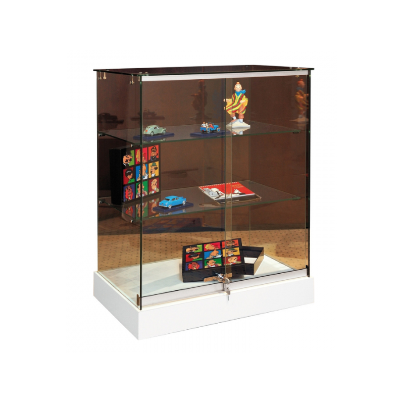 Vitrine basse socle blanc