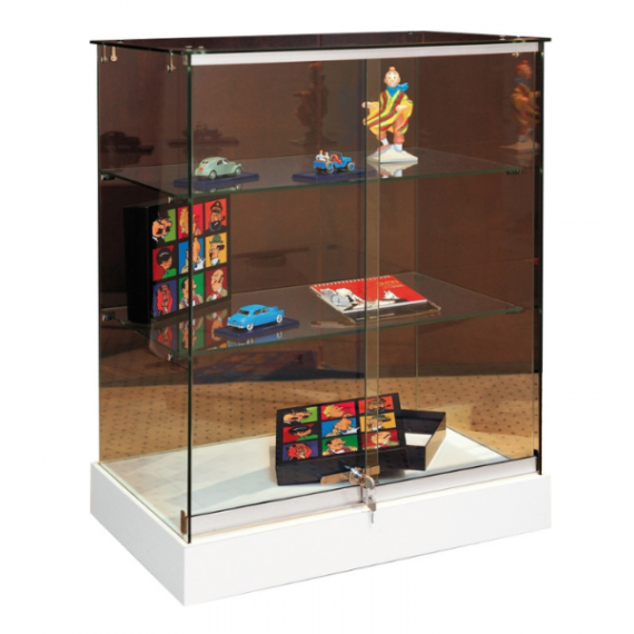 Vitrine basse socle blanc