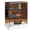 Vitrine basse socle blanc