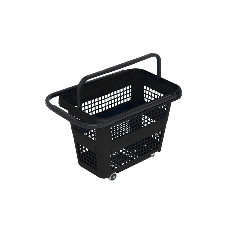Panier recyclé 32 litres noir roulettes
