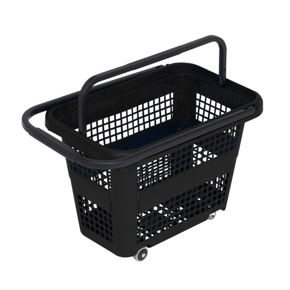 Panier recyclé 32 litres noir roulettes