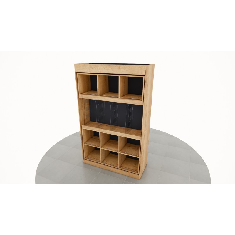 Meuble casiers grands crus avec présentoir en arc