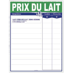 Tarif prix du lait