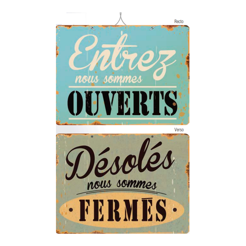Pancarte Ouverts/Fermé Vintage