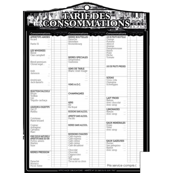 Tarif des consommations Eco