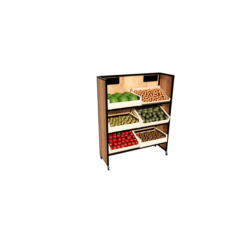 Étal fruits et légumes étroit acier et bois