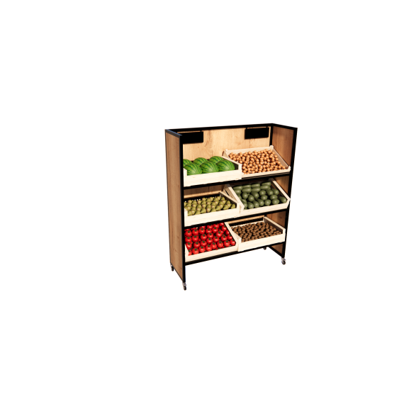 Étal fruits et légumes étroit acier et bois