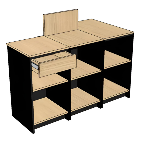 Comptoir encaissement en bois noir et clair format L