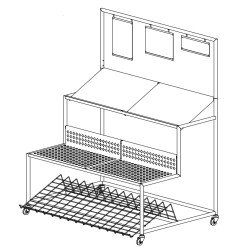 Étal fruits et légumes acier et bois sur roulettes