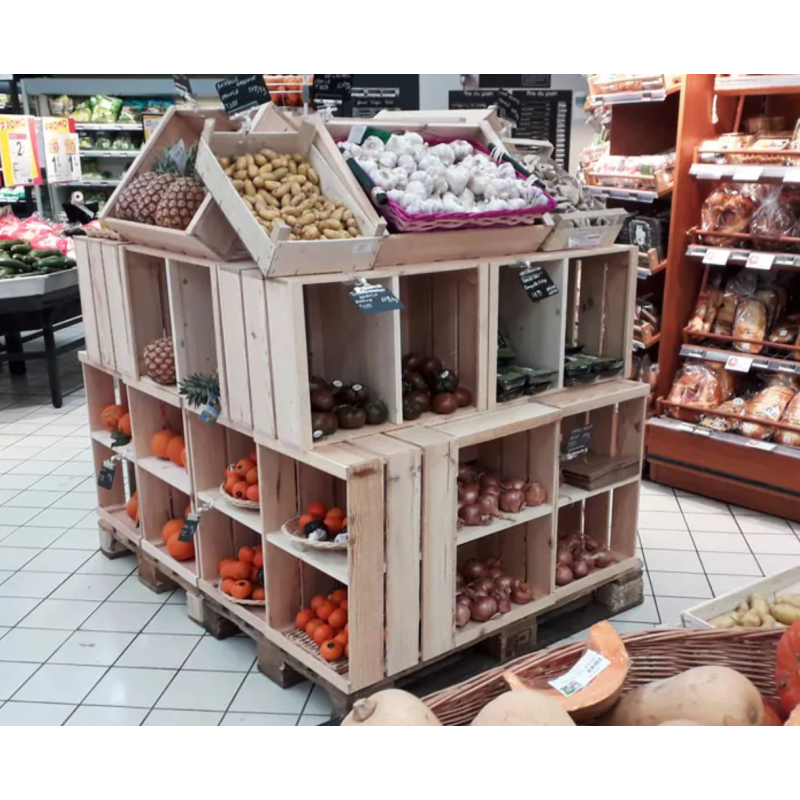 Caisse en bois pour Fruits et Légumes - Bois naturel et résistant