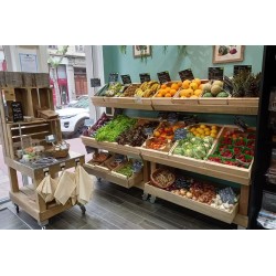 Présentoir fruits et légumes bois 2 niveaux inclinable