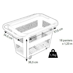 Panier magasin recyclé 32 litres à roulettes