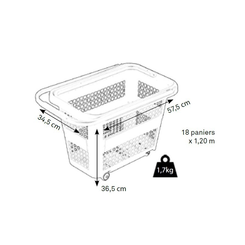 Panier noir à roulettes recyclé - Equipement Magasin - Agenc-Mag