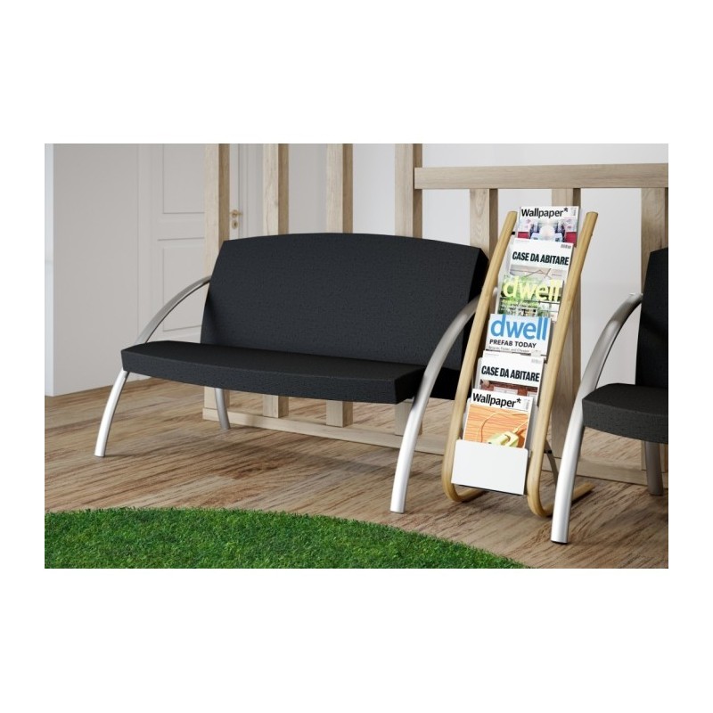 Présentoir Presse en Bois – 6 Cases Format A4 Sol | Agenc'Mag