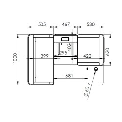 Comptoir caisse 1500 acier bois monté