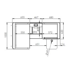 Comptoir caisse 1800 acier bois à monter
