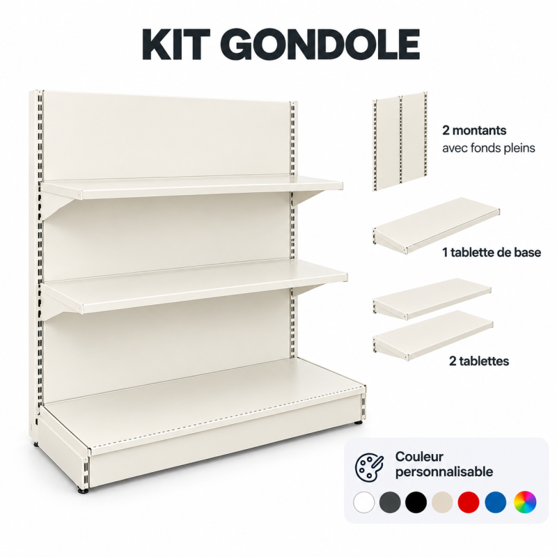 Kit Gondole de magasin murale basse | Rayonnage magasin