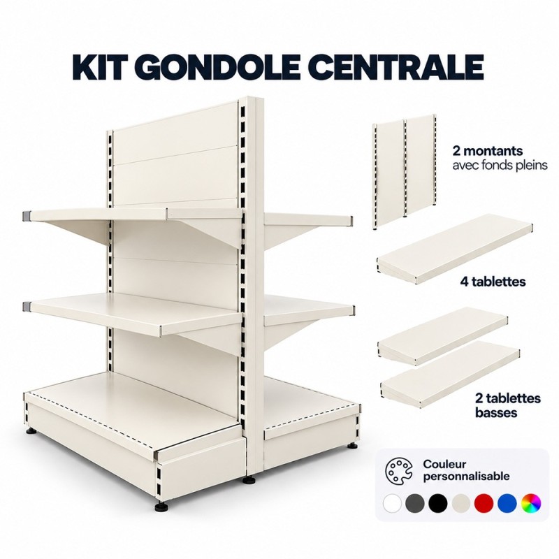 Kit Gondole de magasin centrale haute | Rayonnage magasin