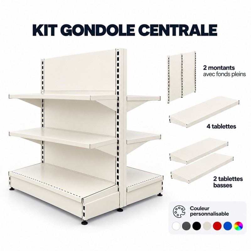 Kit Gondole de magasin centrale basse | Rayonnage magasin