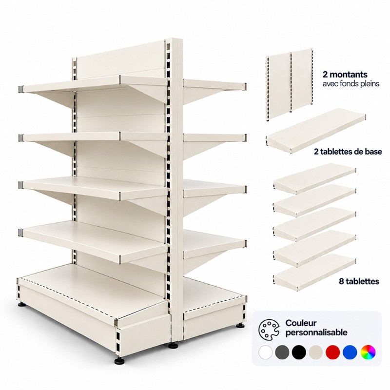 Kit Gondole de magasin centrale haute | Rayonnage magasin