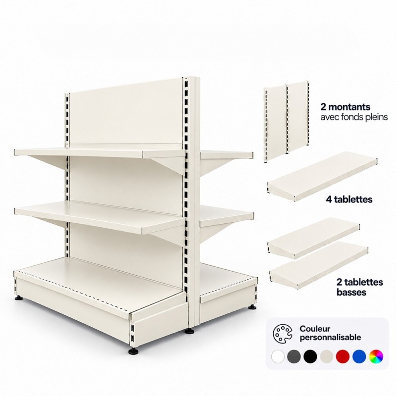 Kit Gondole de magasin centrale basse | Rayonnage magasin