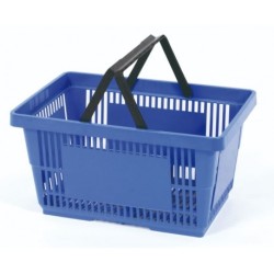 Panier plastique noir empilable libre-service en magasin avec anse  rabattable 48 x 33 x 25 cm