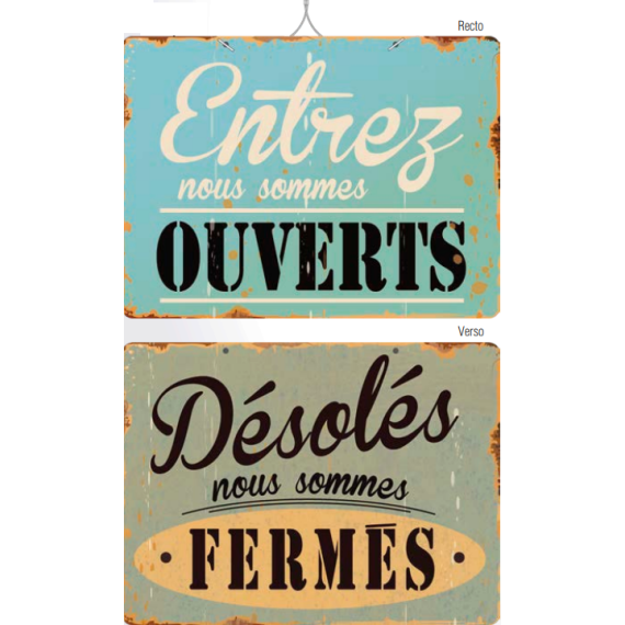 Pancarte Ouverts/Fermé Vintage