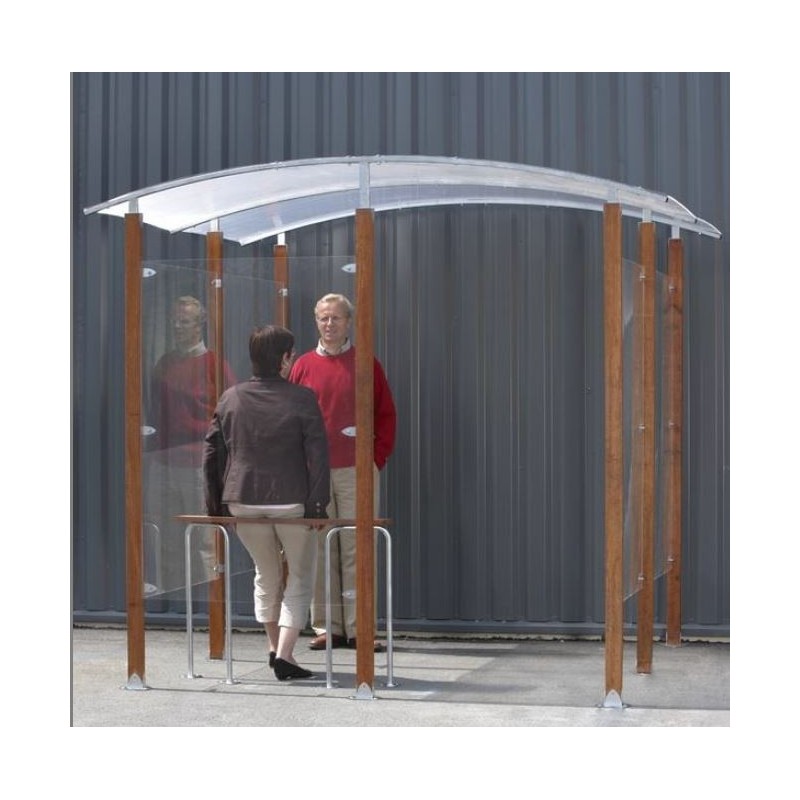 Abri fumeur "Bridge" avec poteaux en bois exotique