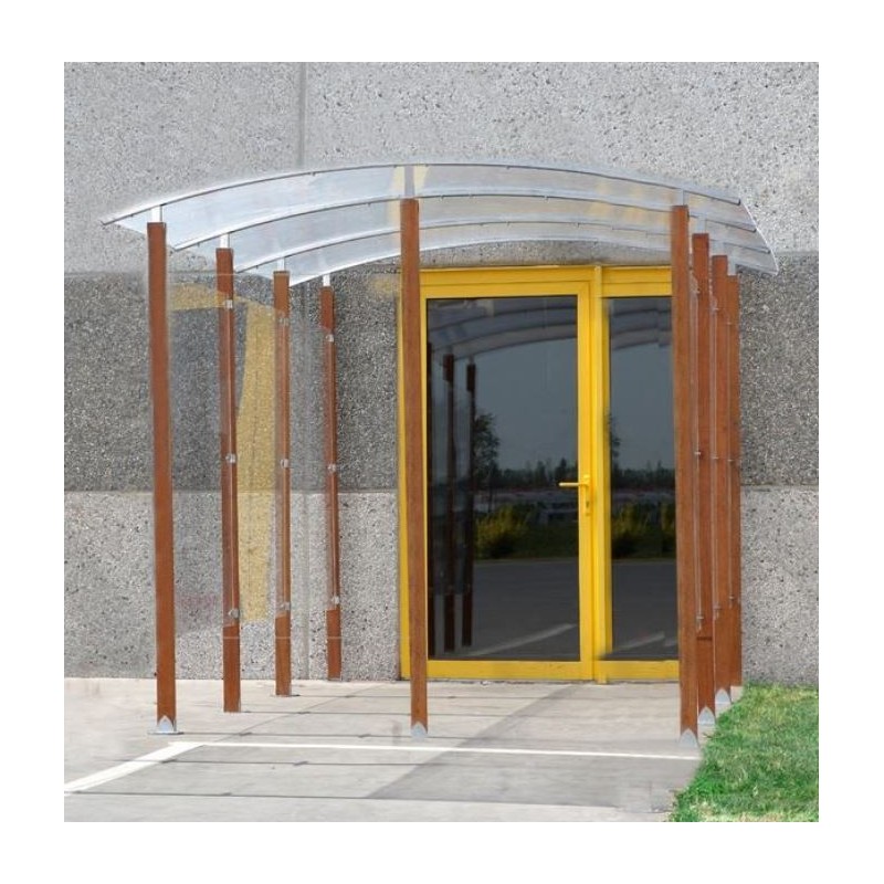 Abri fumeur "Bridge" avec poteaux en bois exotique