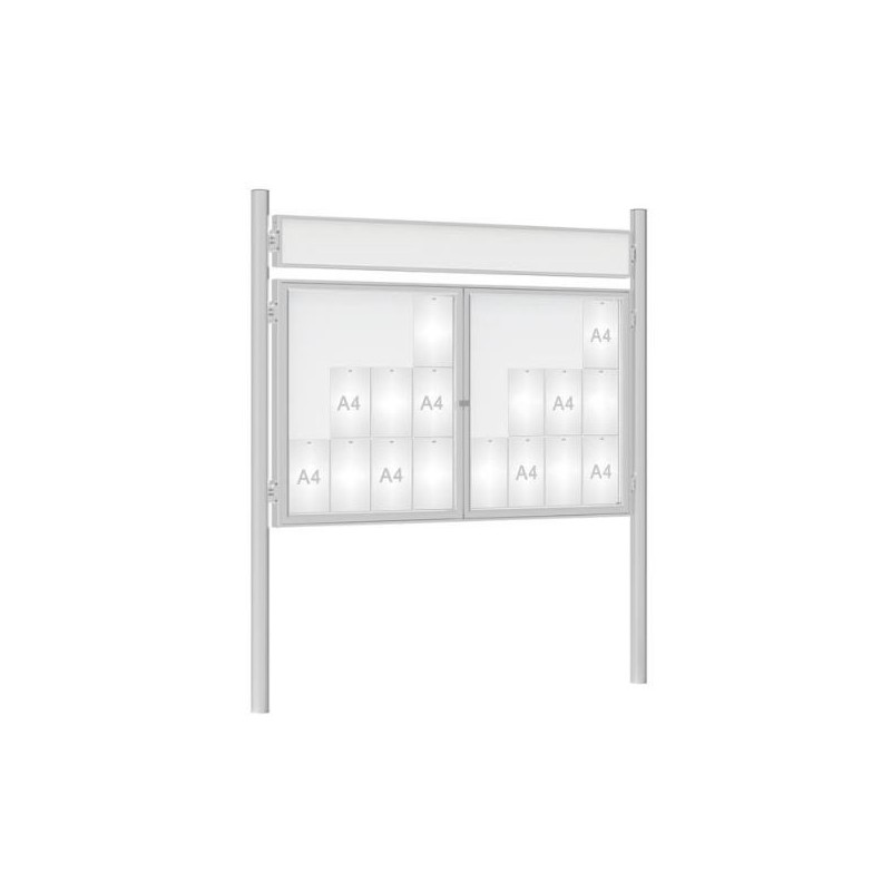 Vitrine extérieure anodisé 75 sur poteaux