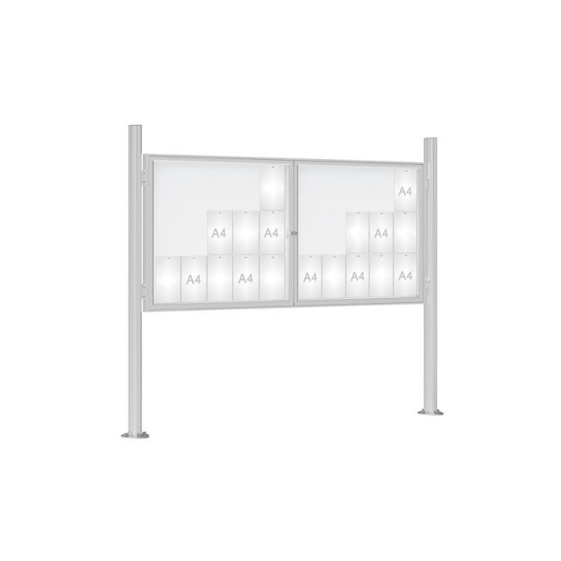 Vitrine extérieure anodisée 75 poteaux oblongs