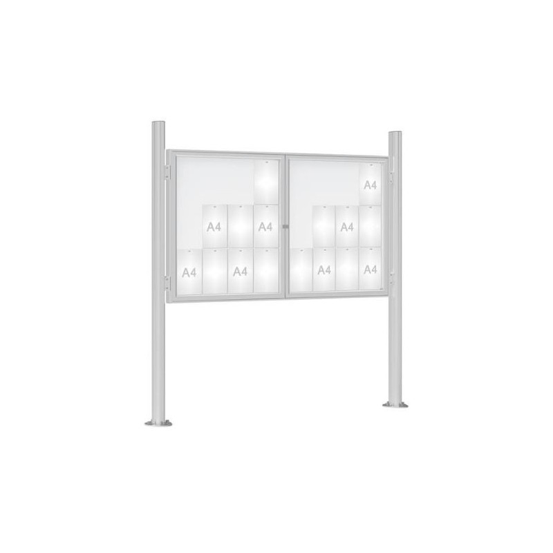 Vitrine extérieure anodisée 75 poteaux oblongs
