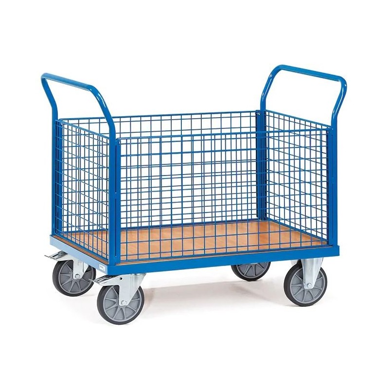 Chariot de manutention avec ridelles modulables│Industries & Manutention