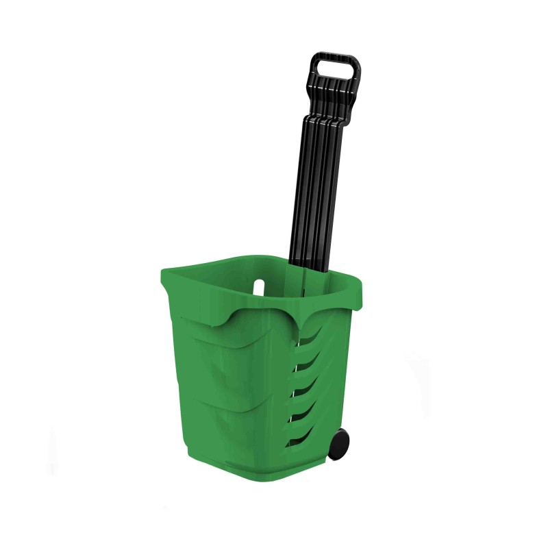 Panier magasin à roulettes 38 litres - Anse télescopique