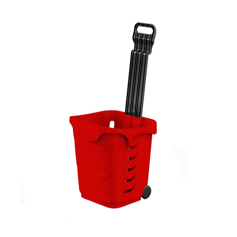 Panier magasin à roulettes 38 litres - Anse télescopique