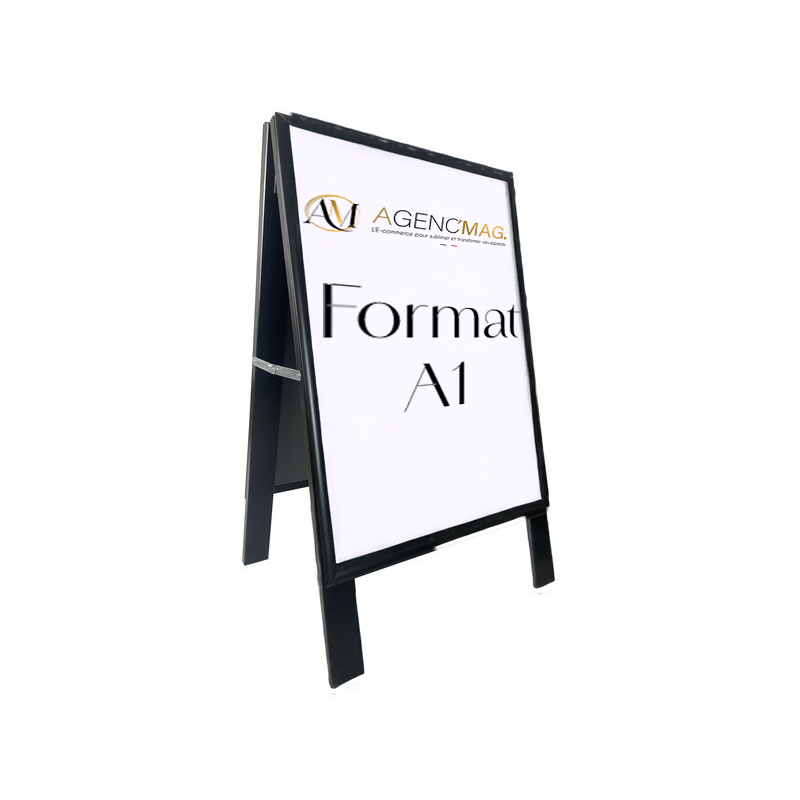 Chevalet publicitaire cadre bois noir