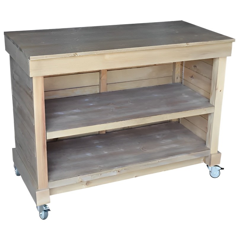 Comptoir emballage encaissement & bois vieilli – Avec/sans roulettes